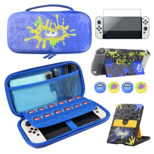 Protective Kit for Nintendo Switch OLED Console, Switch Splatoon Carrying Case and Protective Shell