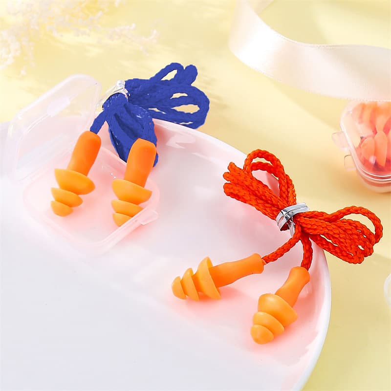 Waterproof Earplugs with Logo, Noise-Reducing Silicone Corded Earplugs for Work, Study, Swimming, and Sleep