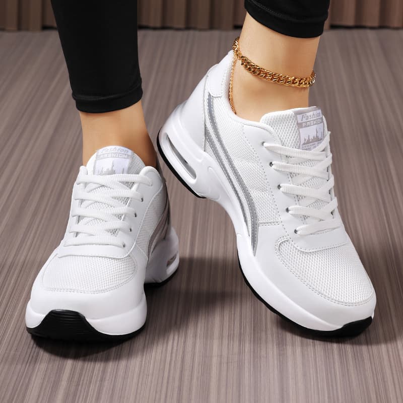 Women's Casual Sports Shoes Soft Bottom Mesh Air Cushion Thick Heel Increased Height Flat Shoes Summer Season Non-Slip