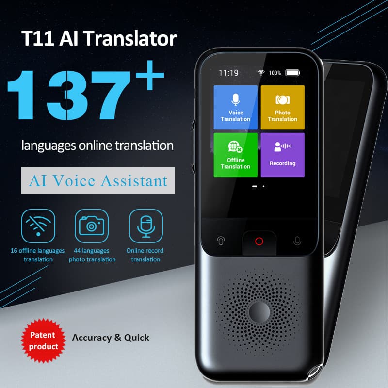 T11 Smart Voice Translator: Offline Translation for 10 Countries, 134 Languages, WiFi, Photo & Recording, Smart Voice Translator