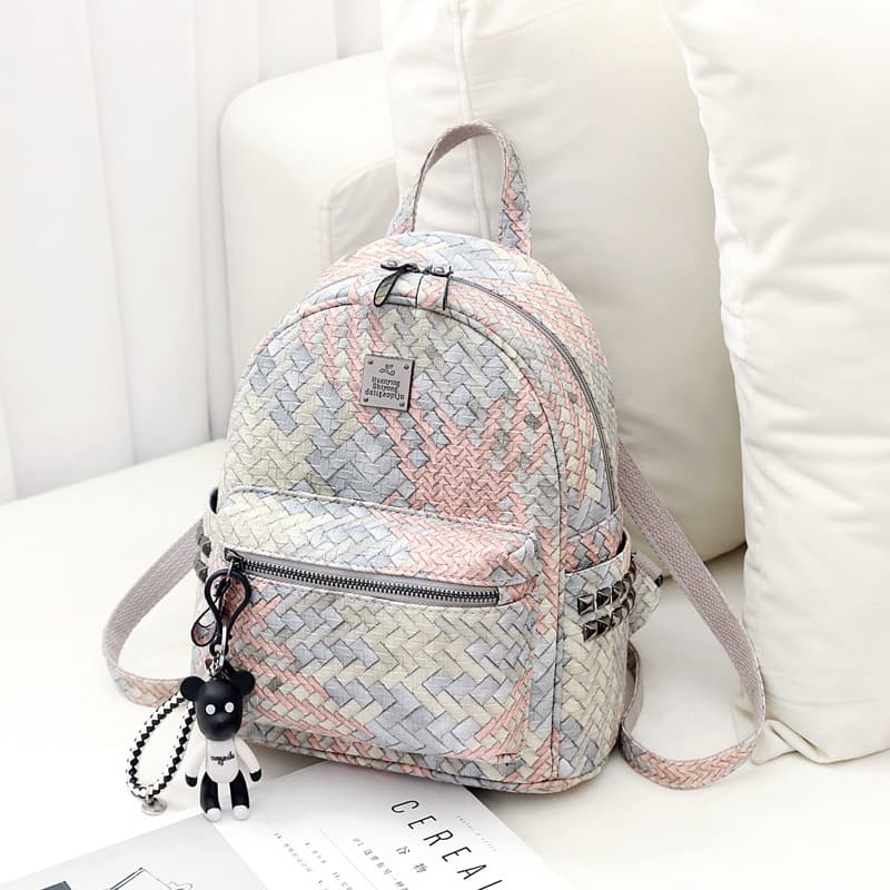 Fashion Korean-style Large Capacity Knitted Backpack for Women, College Style School Bag