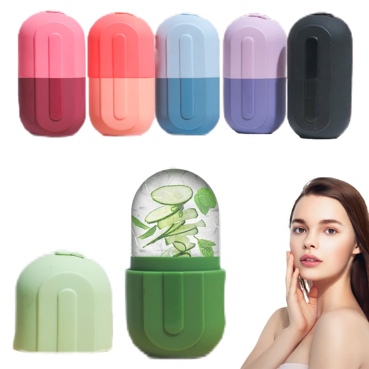 Capsule Ice Tray Circular Facial Massage Ice Pack Silicone Mold Easy Unmold Beauty Facial Cold Therapy Ice Tray in Stock