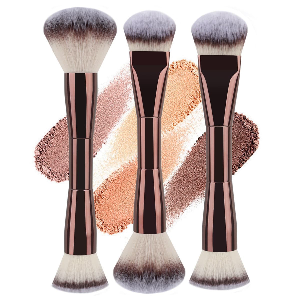 Dual-Ended 7-Piece Makeup Brush Set with Powder Foundation Brush, Professional Cosmetic Tools Including Powder Brush and Blush Brush Complete Set