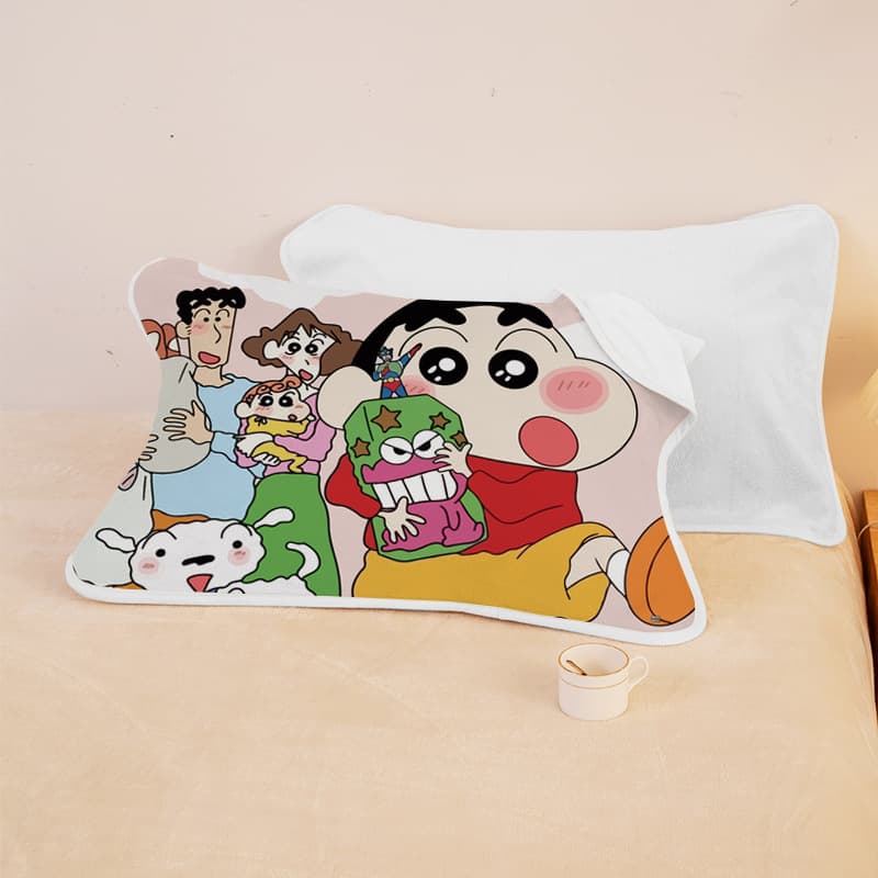 Crayon Shin-chan baby soft flannel pillowcase, cartoon pillow cover, thickened double-sided flannel children's fleece pillowcase cover