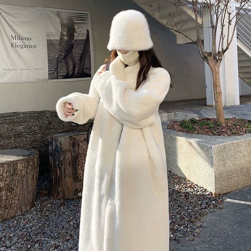 2025 Winter New Style Mink Plush Coat Thickened Loose Shearling Mid-Length Fur Coat Women