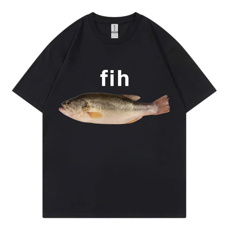 Funny Fish Meme T-Shirt High Quality Fashion Short Cotton Print