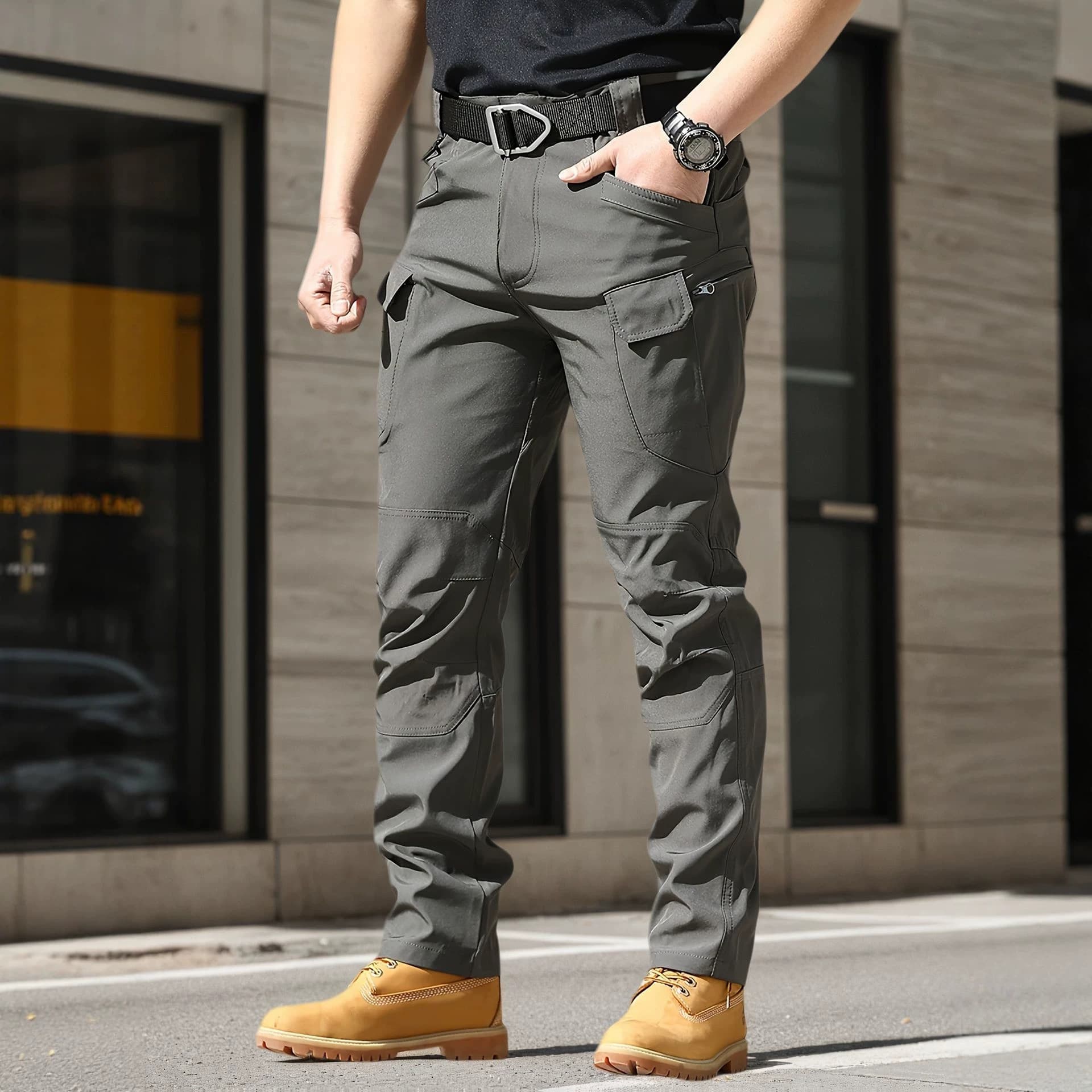 2026 Men's Outdoor Tactical Cargo Pants Solid Casual Pants Wear-Resistant Multi-Pocket Breathable Stock Wholesale