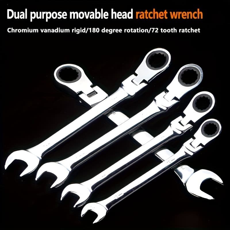 2026 New Cross-Border Dropshipping 3-Piece Ratchet Wrench Set with Foldable Adjustable Head Steel Wrench for Cross-Border Dropshipping