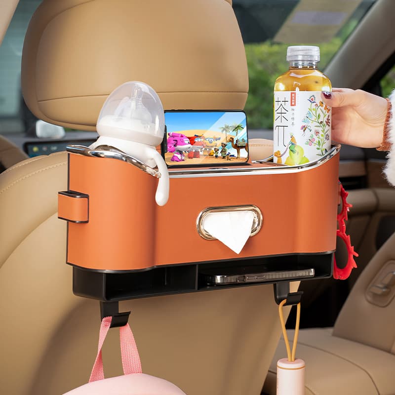 Car Seat Back Storage Box with Cup Holder, Multifunctional Tissue Box, Rear Storage Car Supplies