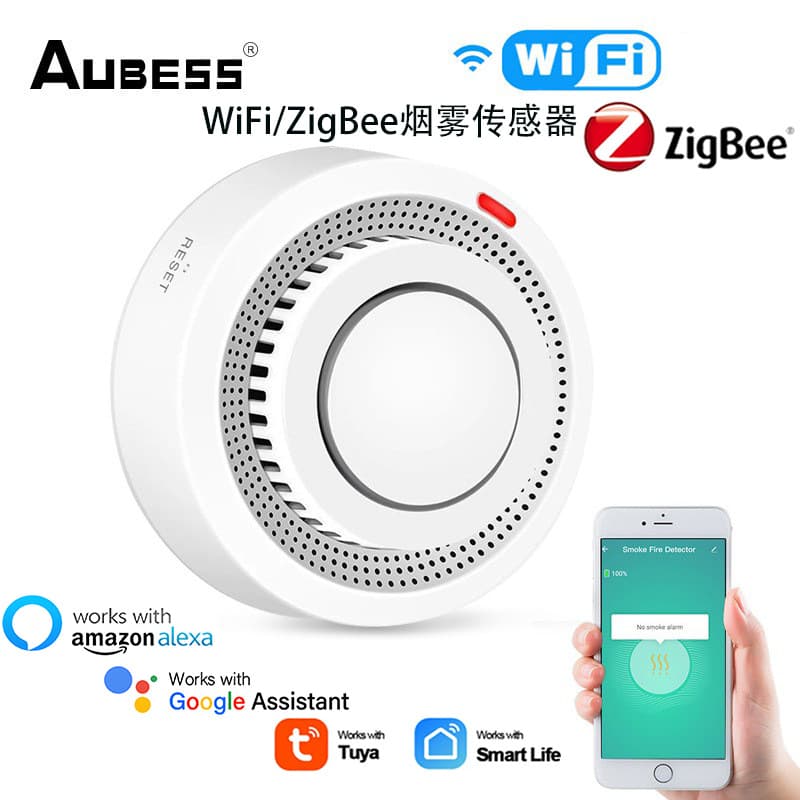 Tuya WiFi/ZigBee Smoke Alarm Smart Home Wireless Smoke Detector APP Push