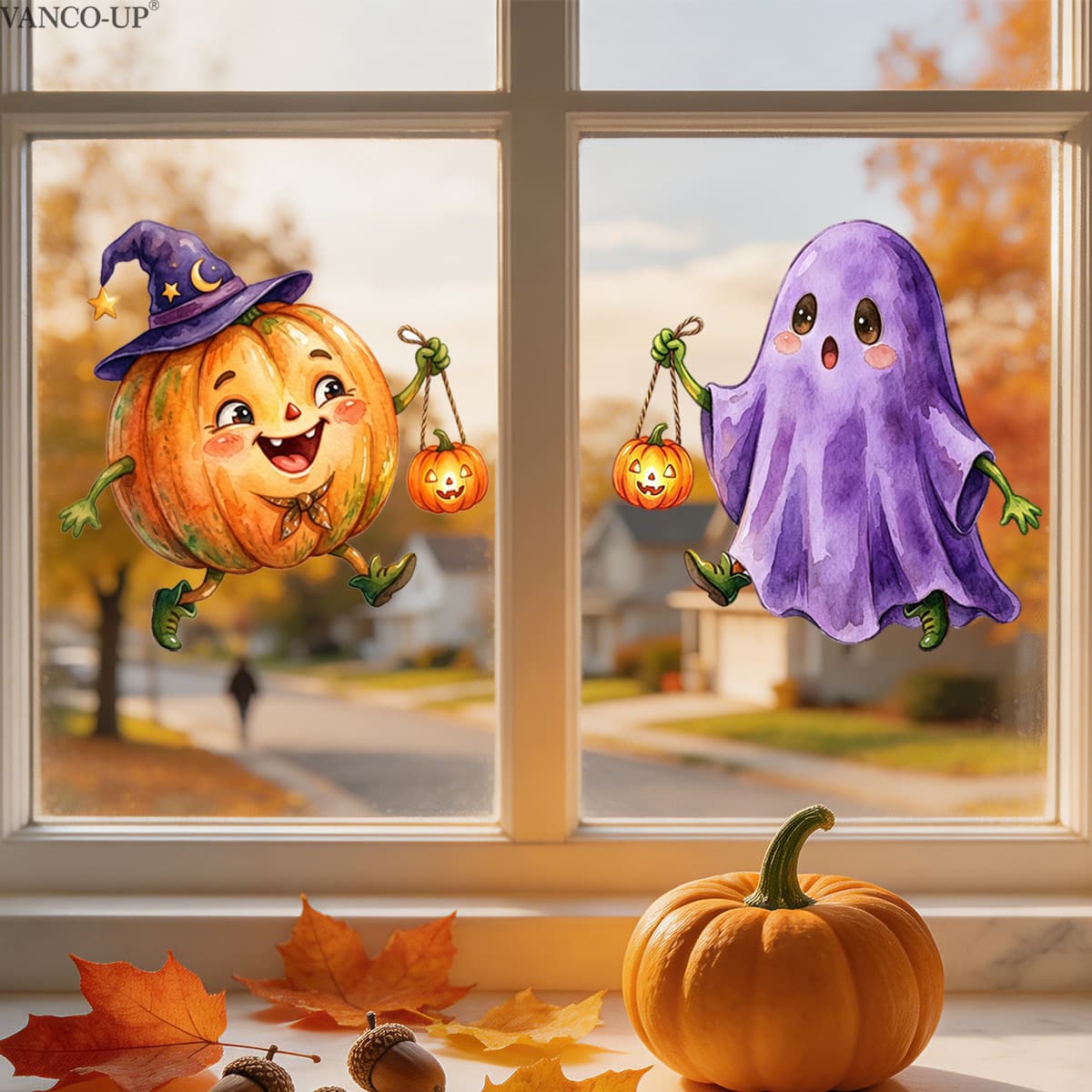 Multiple Halloween-Themed Ghost Pumpkin Series Static Cling Stickers for Holiday Home Decor, Glass Stickers with Static Adsorption and Double-Sided Visibility