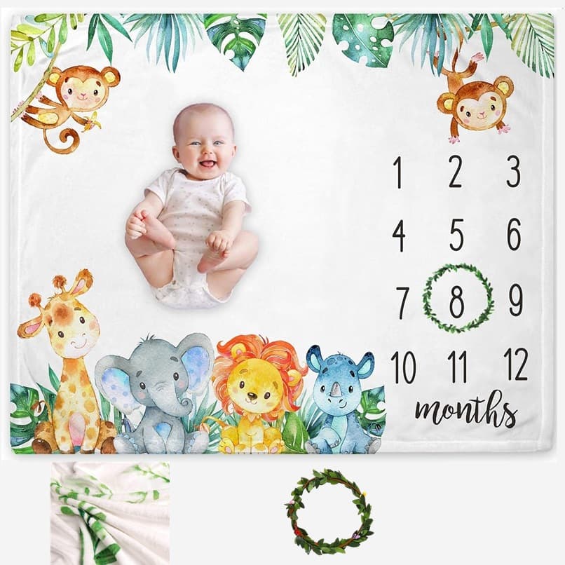 Baby Milestone Month Number Photo Blanket, Flannel Cover Blanket, Baby Photography Background Blanket