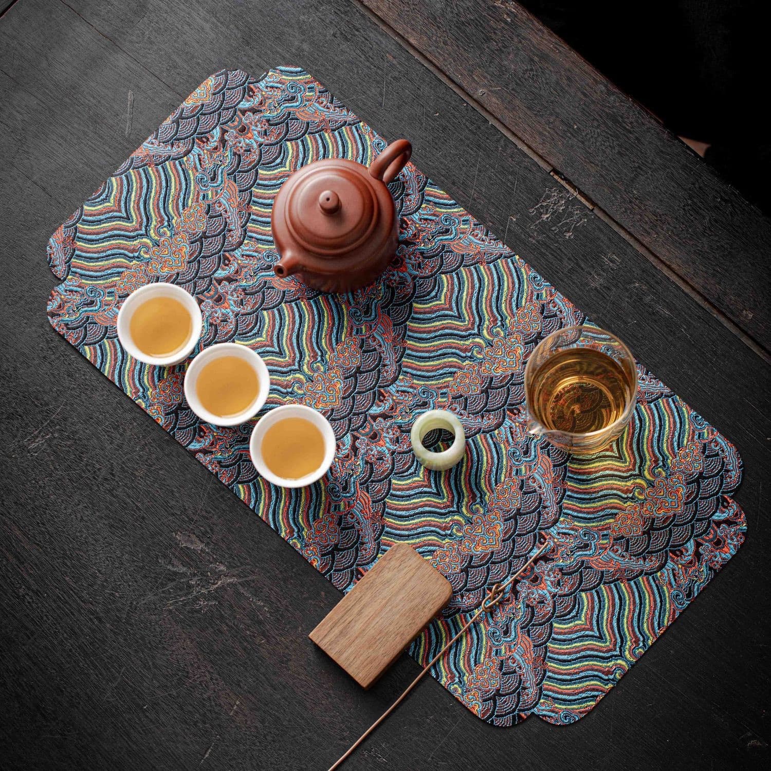 Cloud Brocade Double-Sided Woven Mat Tea Ceremony Dry Brewing Mat Chinese Style Tea Coaster Retro Zen Tea Mat