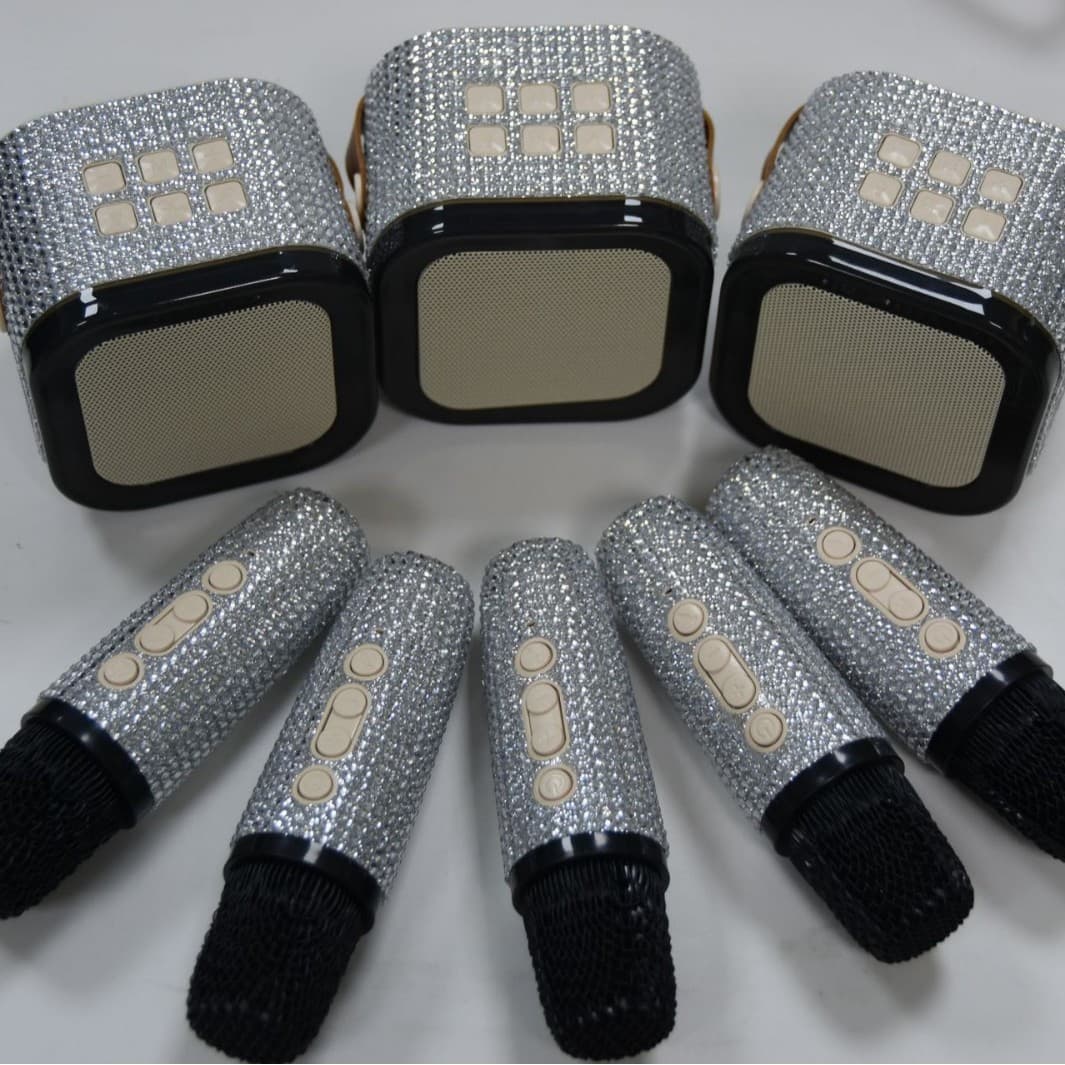 Microphone Shell Rhinestone K-Singing Treasure Handle Rhinestone Microphone Round Tube Rhinestone Factory