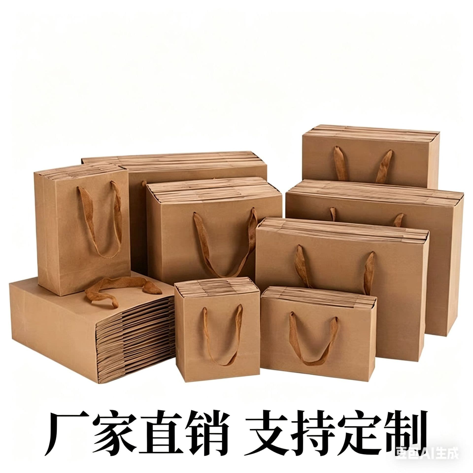 Kraft paper bag for takeout packaging, wine gift bag, flower basket gift bag, handbag, thickened, size optional