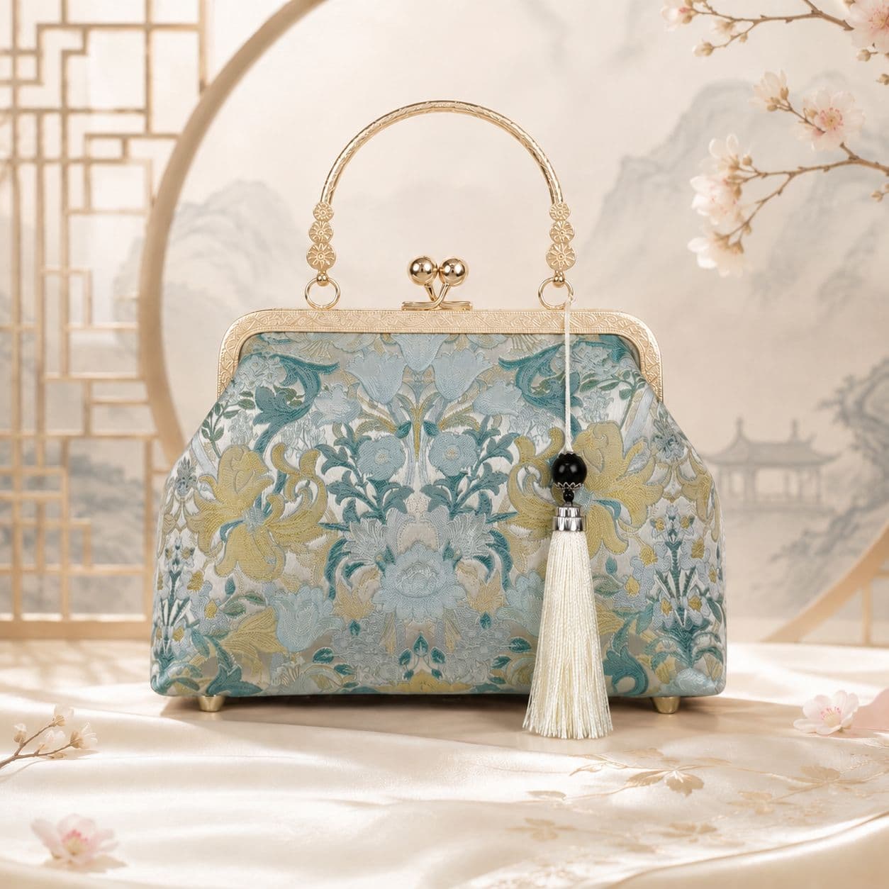 Evening Bag New Chinese Style Cheongsam Bag Clasp Bag Live Streaming Women's Handbag Top Handle Crossbody Bag Cross-border Bag Runway Bag