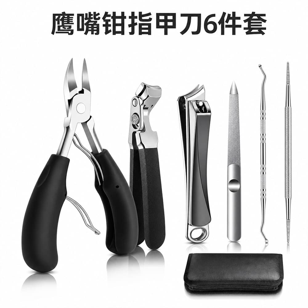 Nail scissors, manicure, nail groove, pedicure, oblique nail clipper tool, special hawkbill pliers, inlaid steel toe push set
