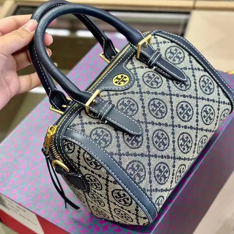 2025 New Tortyburch Boston Small Pillow Bag Monogram Barrel Bag Shoulder Crossbody Handbag for Women