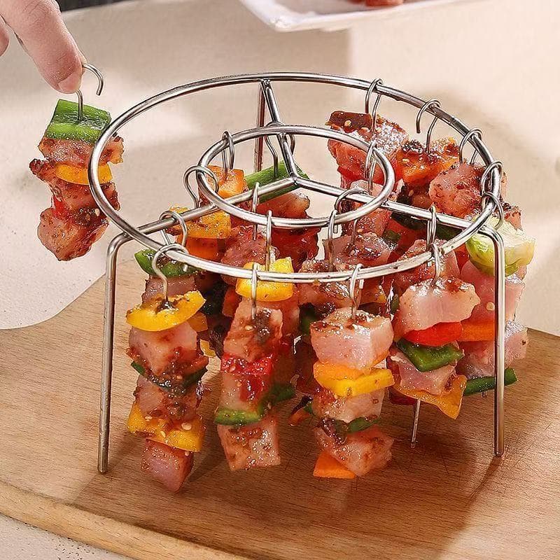 Vertical Kebab Rack Stainless Steel Air Fryer Skewer Rack Round BBQ Oven Kitchen Home Skewers