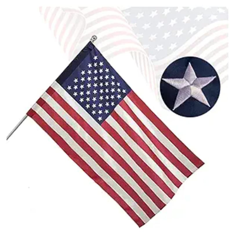 American Embroidered Flag 3x5ft Wholesale Production 210D Oxford Cloth Splicing Export Model Outdoor Hanging American Flag