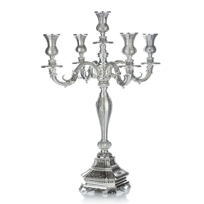 Kandelbreaman Hammered 5-Branch Candelabra Jewish Israeli Wedding Souvenir