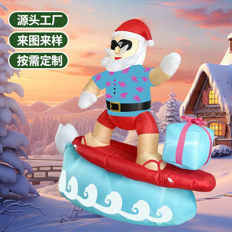 5.3FT Cross-border Inflatable Santa Claus with LED Lights, Christmas Inflatable Model for Courtyard Display and Decoration