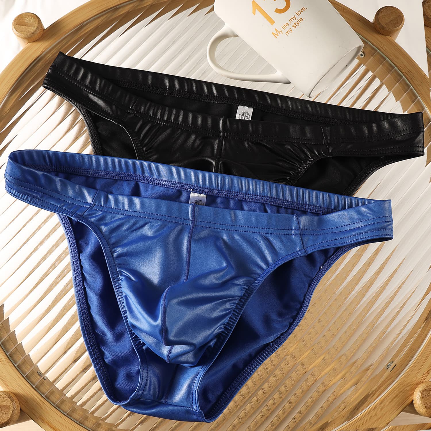 Faux Leather Men's Triangle Briefs Sexy Breathable Shorts Youth Casual Loose Underwear