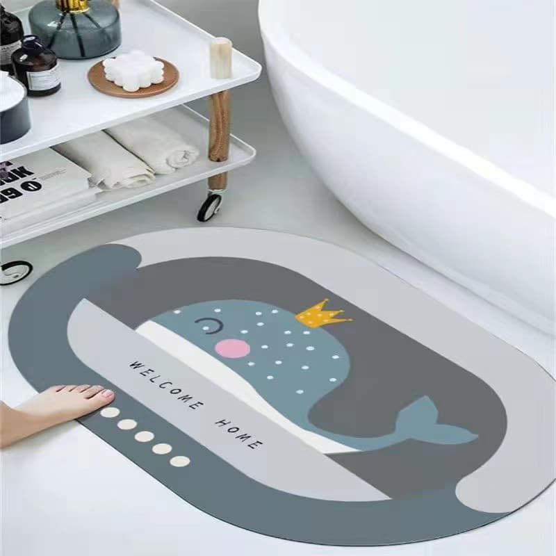 Tech Fabric Soft Pad Absorbent Rubber Bathroom Mat, Anti-Dirt Foot Mat for Bathroom Toilet Entry Door Mat