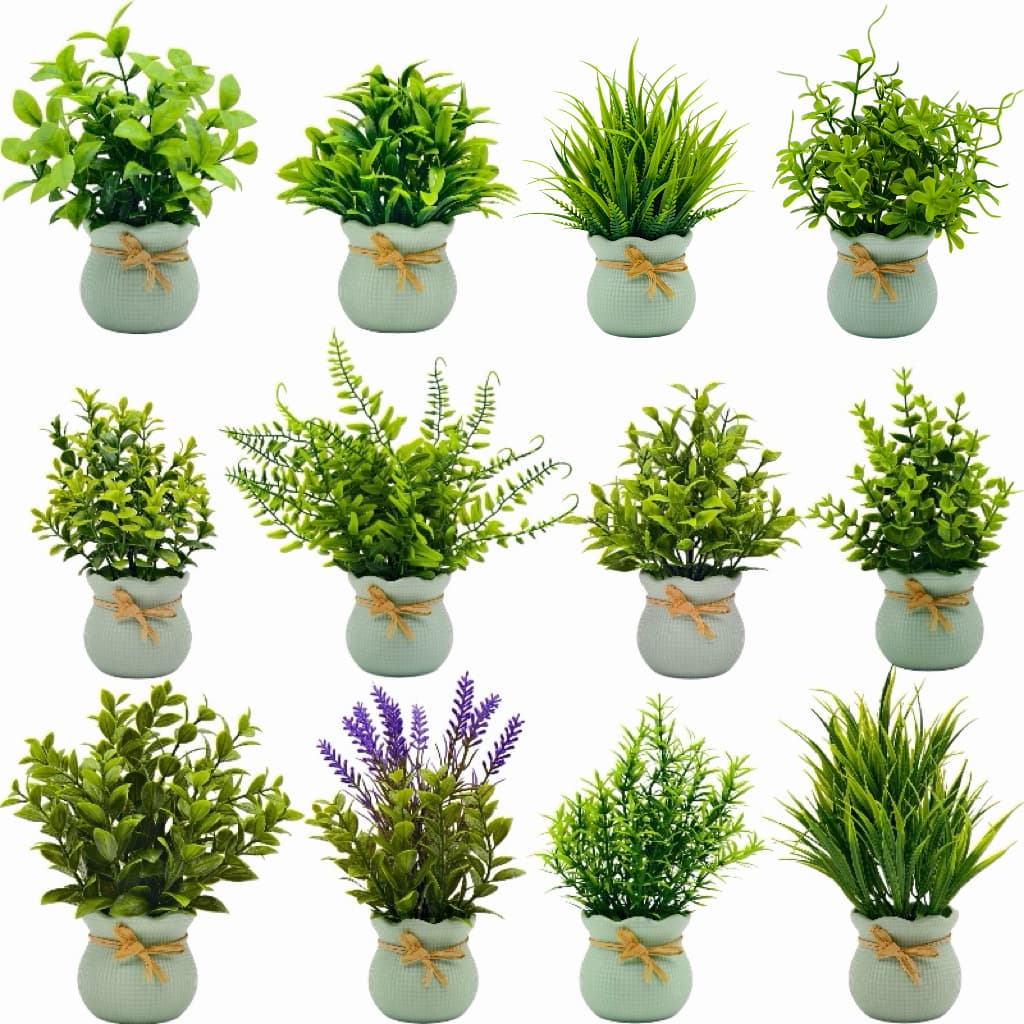 Artificial Green Plant Potted Eucalyptus Ten-Layer Grass Lavender Small Bonsai Home Office Desktop Decorative Ornament