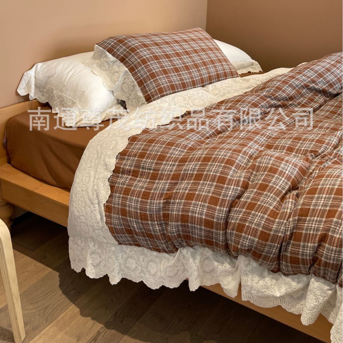 2024 high-end retro wabi-sabi mid-century style cotton and linen bed sheets and duvet covers four-piece set of pure cotton fitted sheets