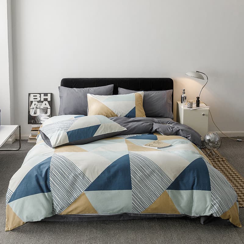 Factory Direct Spring and Summer Cool Cotton Four-Piece Set, Simple Nordic Plaid Bedding, Student Quilt Cover Wholesale