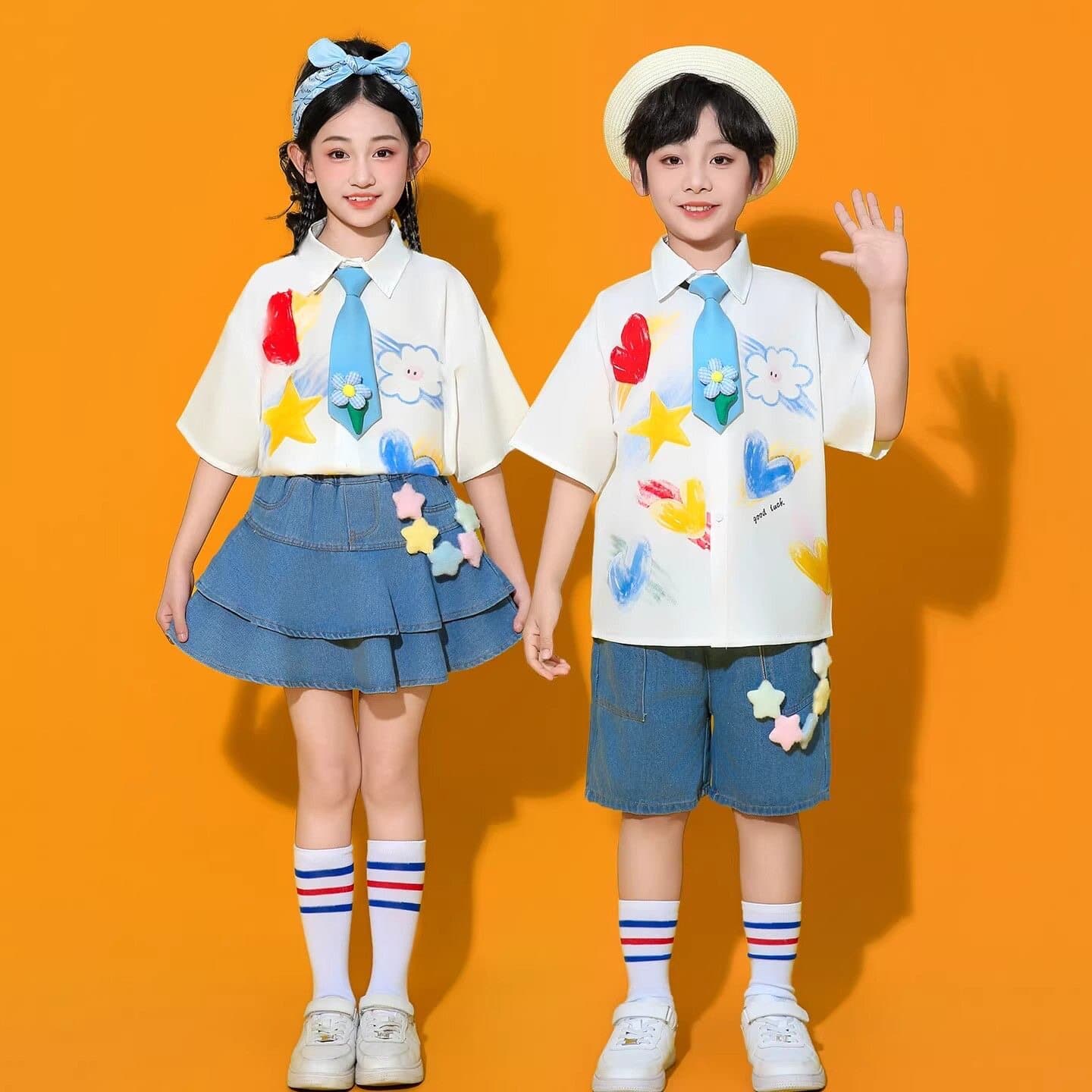Children's Day cheerleading performance costume, kindergarten graduation photo class uniform, elementary school sports meet opening ceremony performance outfit