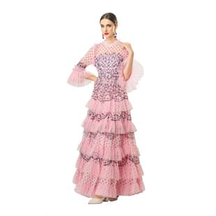 Cross-border European and American 3/4 Sleeve Short Dress Round Neck Sequin A-line Dress Celebrity Style Party Dress