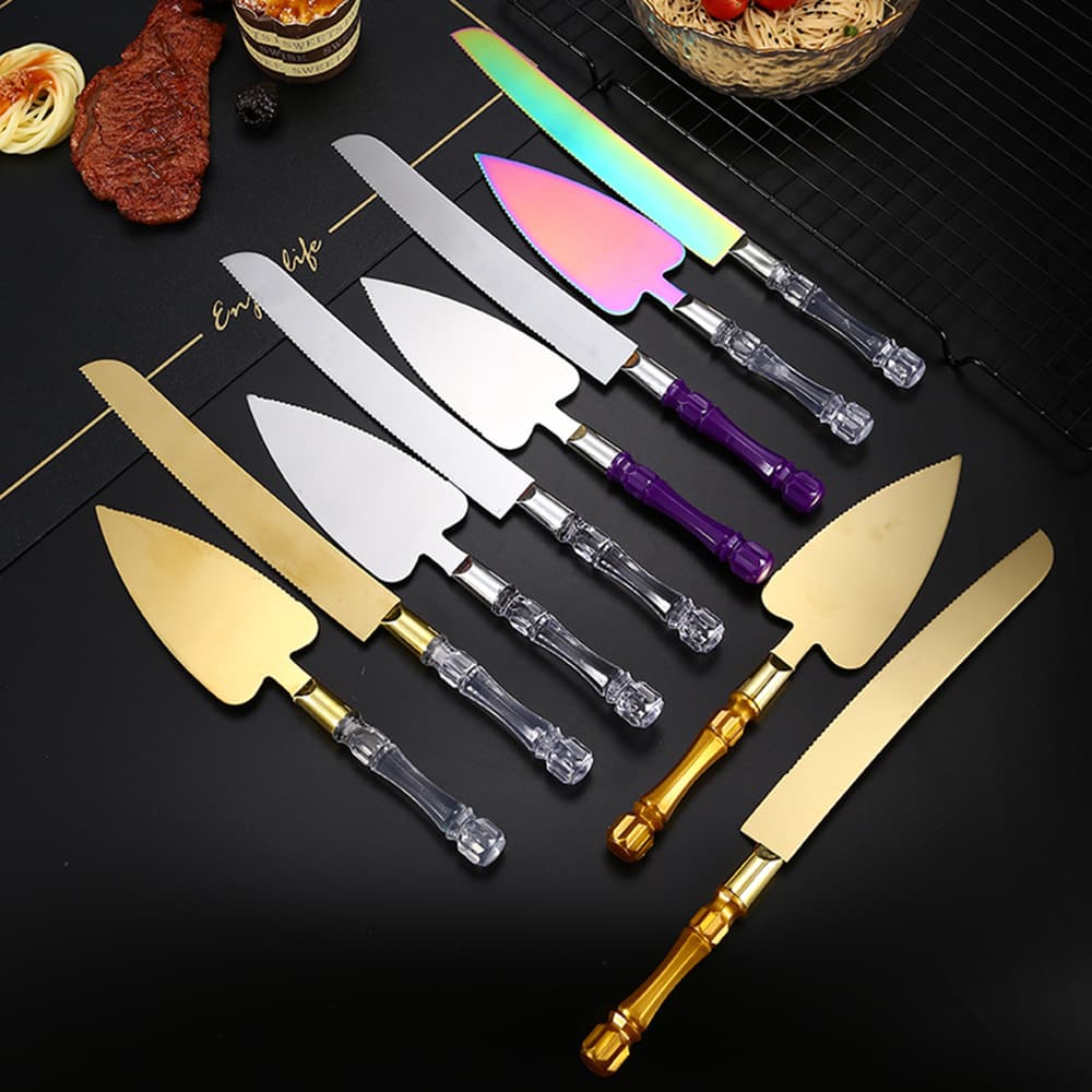 Stainless Steel Cake Knife Server Western Style Cheese Bread Baking Cake Spatula Wedding Birthday Celebration Knife Set