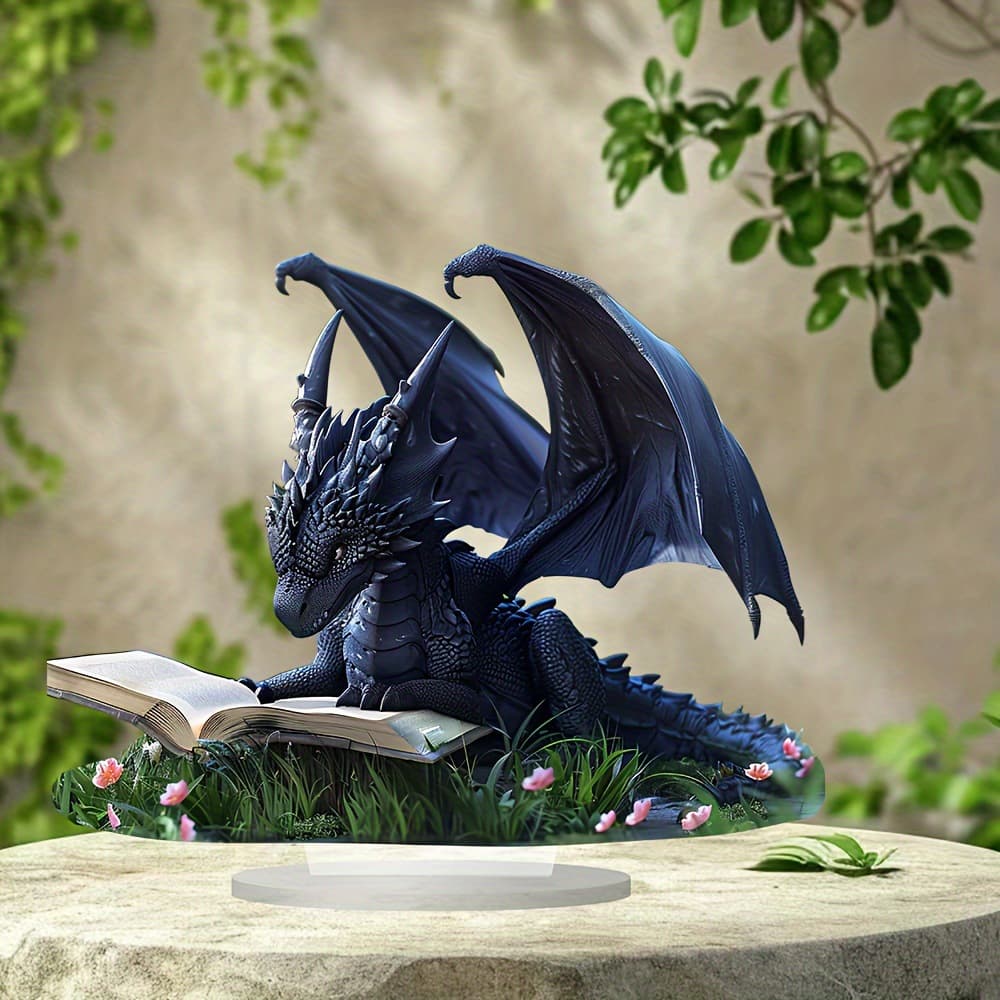New Cross-Border Retro Blue Dragon Acrylic Flat Desktop Decoration Ornament for Home Living Room Entryway