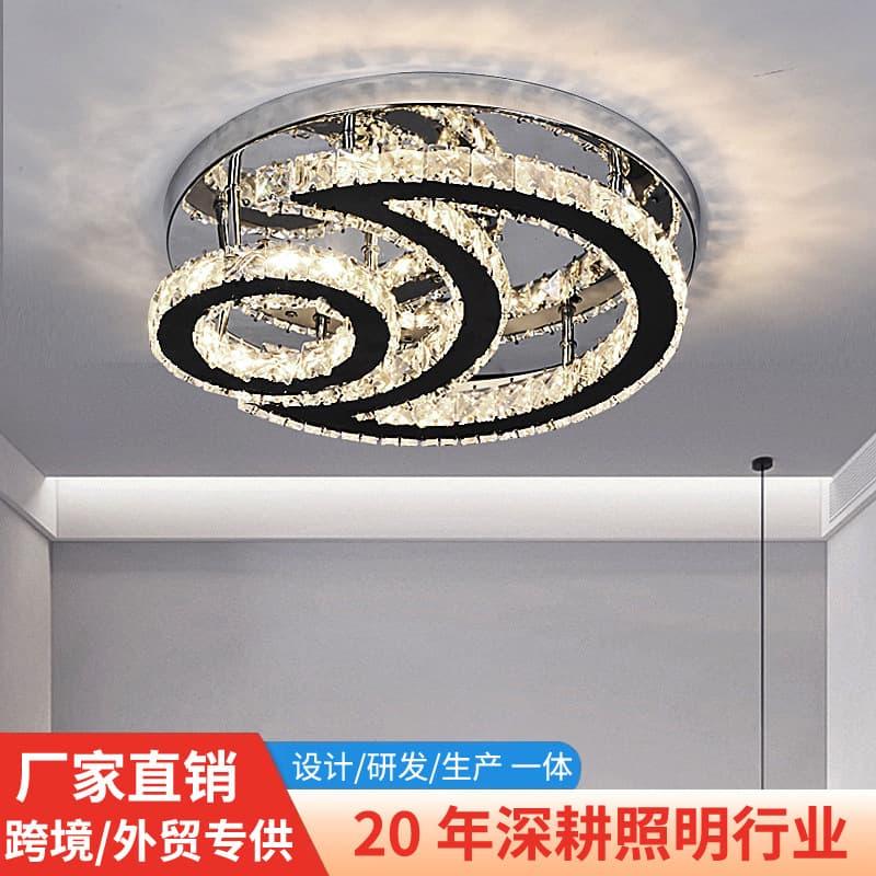Star and Moon Shape Round Bedroom LED Crystal Ceiling Light Modern Simple Dining Room Living Room Creative Children's Room Lamp