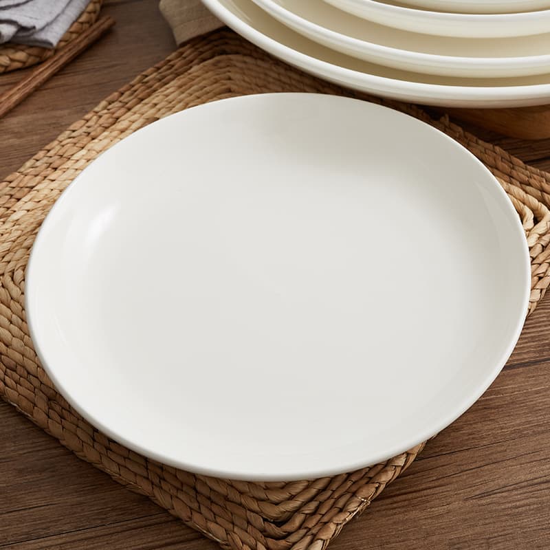 Ceramic Round Thickened Deep Rice Bowl Plate, Shanxi Hotel Tableware 10-16 Inch Ceramic Plate