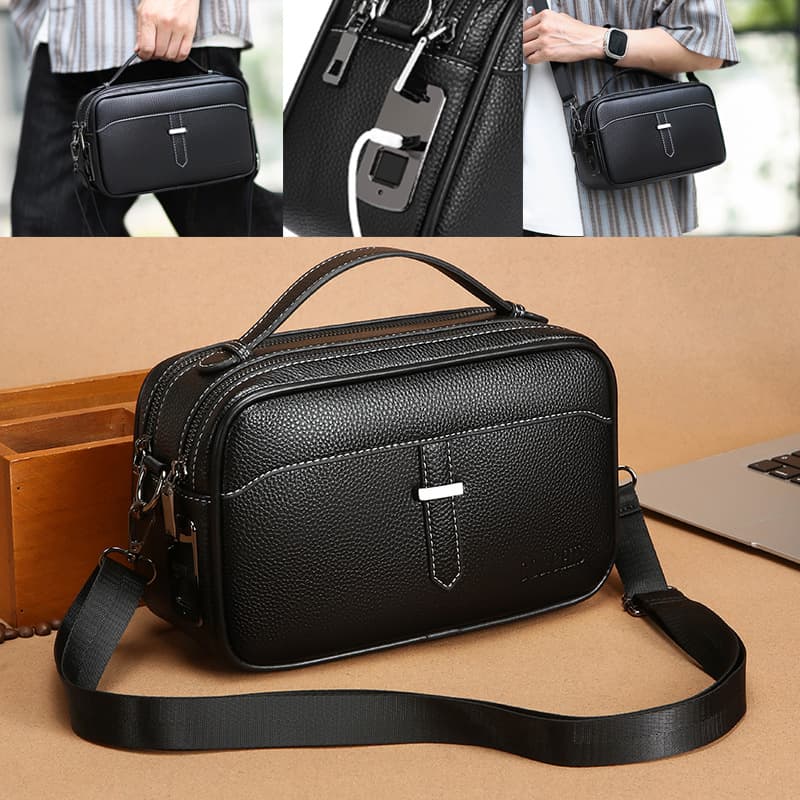 New Men's Bag Fingerprint Lock Anti-Theft Crossbody Shoulder Bag Light Luxury Premium Everyday Commuter Bag Multifunctional Grab Bag