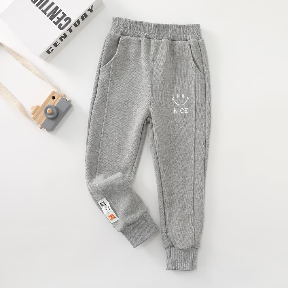 2024 Spring Autumn New Export Kids Letter Smiley Face Joggers Korean Style Casual Pants for Boys and Girls Trendy