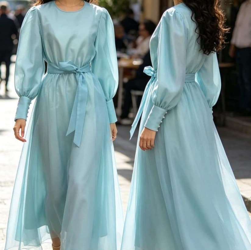 Cross-border new factory direct sales Turkish Pakistani ladies fashion organza dress