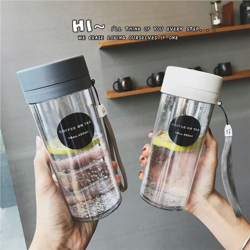 Tea brewing high-temperature resistant summer double-layer cup, portable eco-friendly student cup with tea-water separation and printable logo.