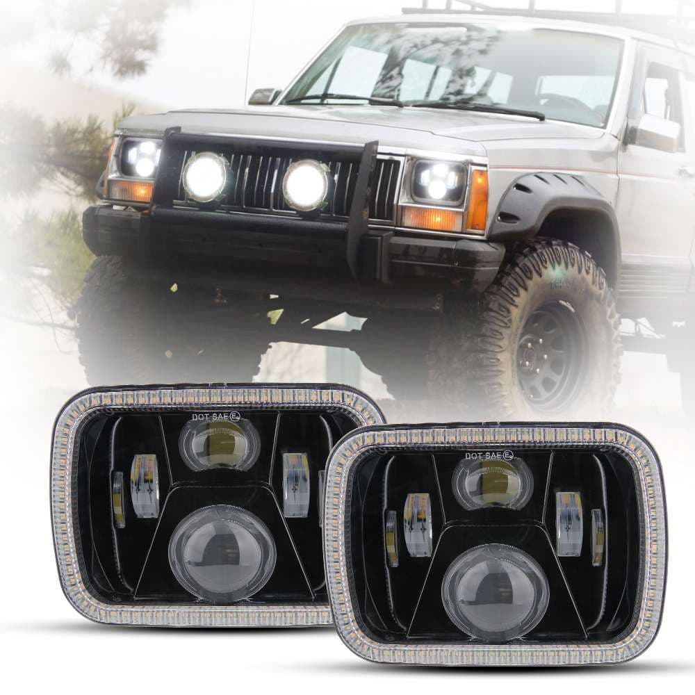 Cross-border Hot Selling 5x7 Square Light Pickup Truck Headlight Compatible with Jeep 7-inch Cherokee Modified LED Headlight