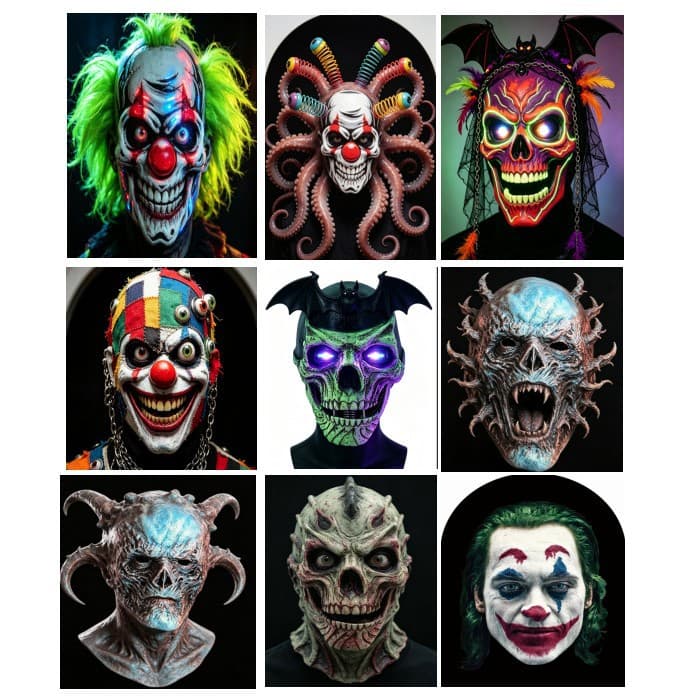Cross-border Halloween 3D Realistic Face Mask Costume Headpiece Party Funny Scream Decoration Prop Mesh See-Through Mask