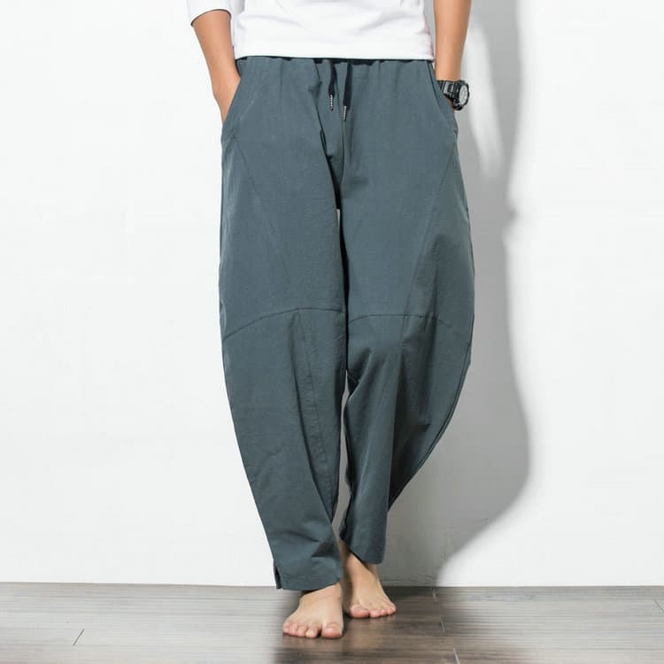 Factory Wholesale 2023 Fashion Loose Trousers Men Plus Size Cotton Linen Casual Pants Chinese Style Harem Pants Export