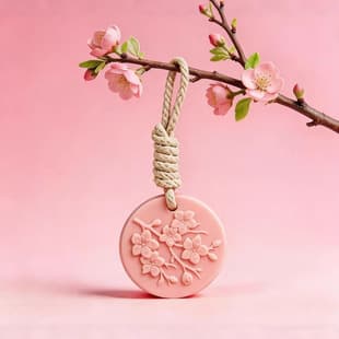 Peach Blossom Scented Wax Scented Candle Car Air Freshener Hanging Ornament Relief Craft Indoor Wardrobe Gift Box Hanging Decoration
