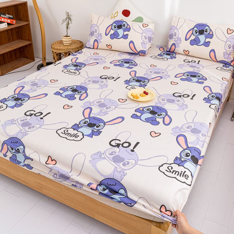 Cross-border Thickened Brushed Plant Cashmere Printed Fitted Sheet Three-Piece Set - Series 1