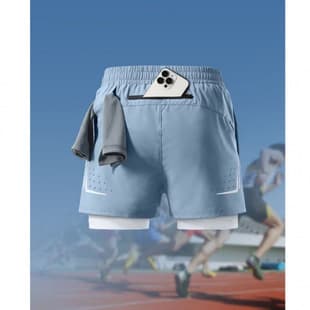 Lined 2-in-1 Loose Running Quick-Dry Sports Shorts for Men, Summer Fitness Professional Training 3-Inch Shorts, Trendy