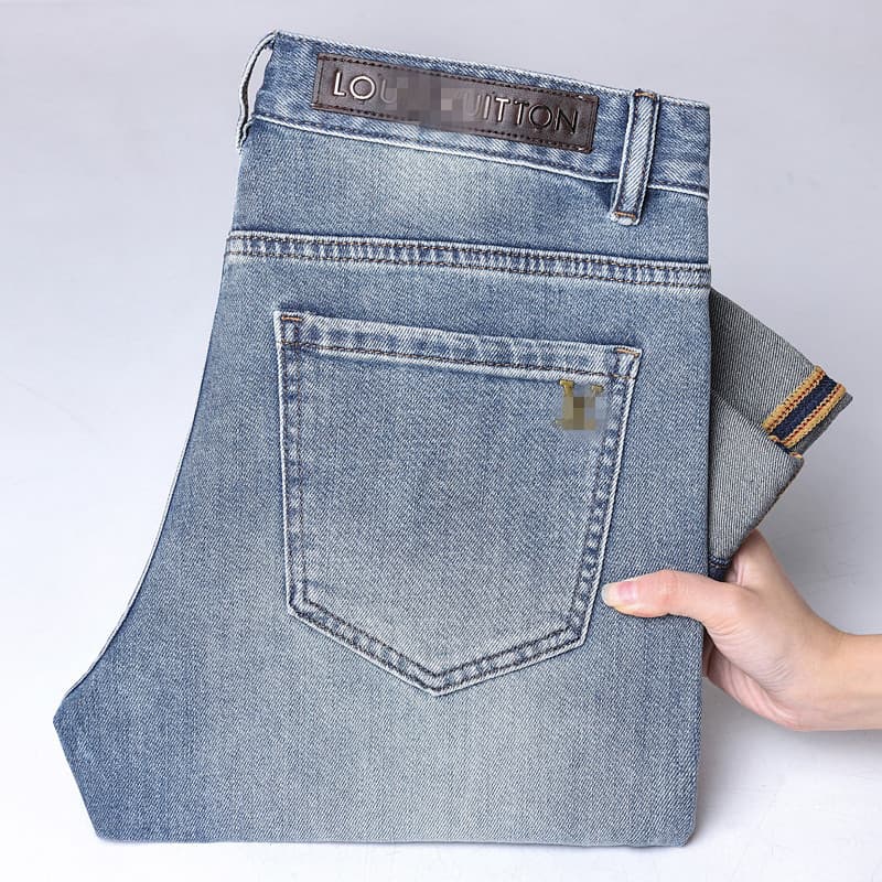 Guangzhou Xintang Men's High-End European Slim Fit Skinny Jeans, New Spring Collection, Blue, Original Label, American Style