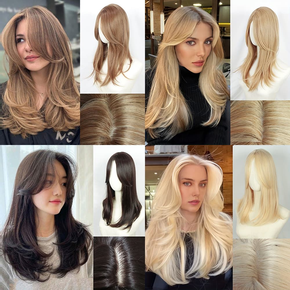 New Cross-Border Women's Hair Topper with 8-Character Curly Bangs, Long Curly Top Hairpiece for Wholesale Stock