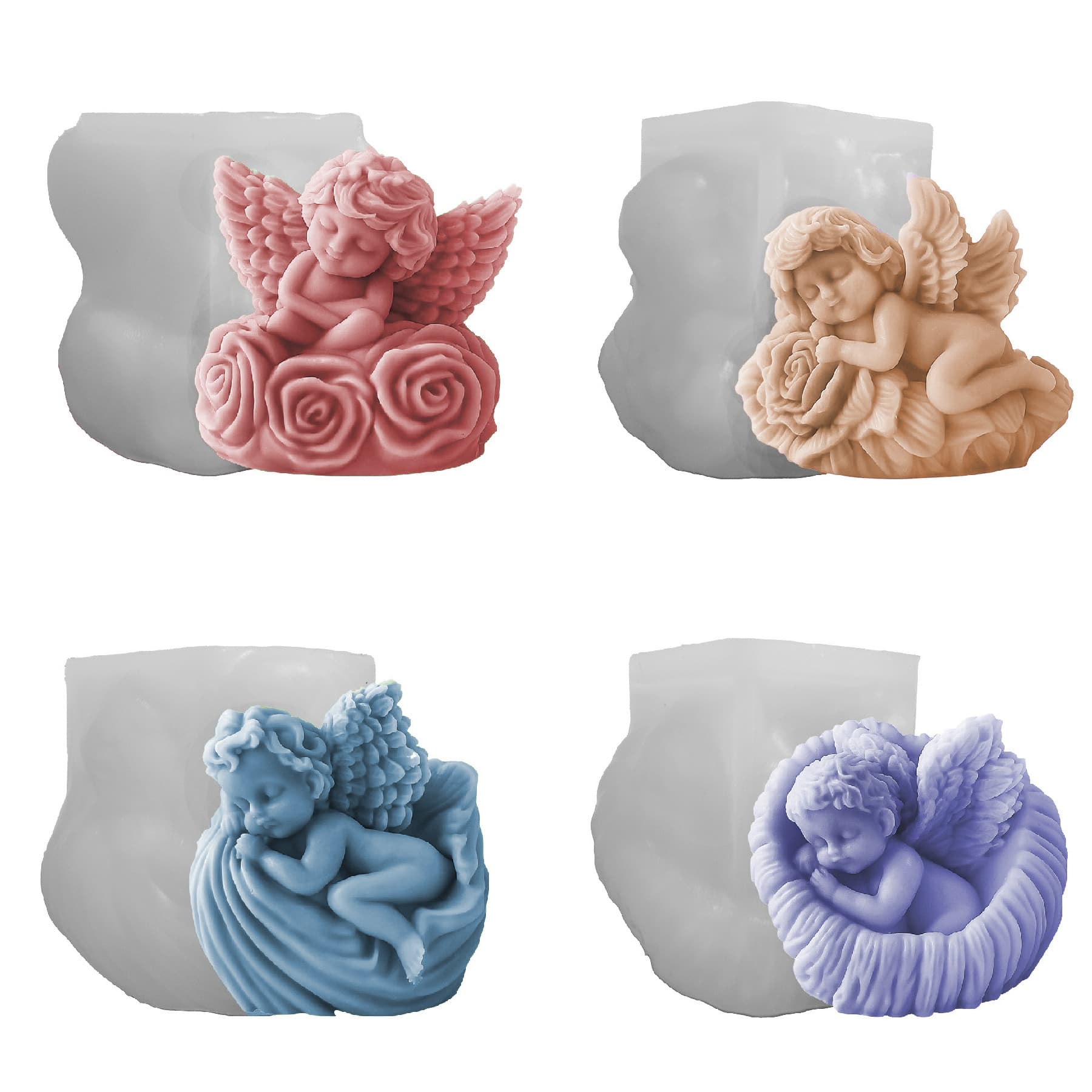 Rose Wing Angel Scented Candle Silicone Mold Cross-border DIY Shell Sleep Baby Plaster Decoration Wholesale